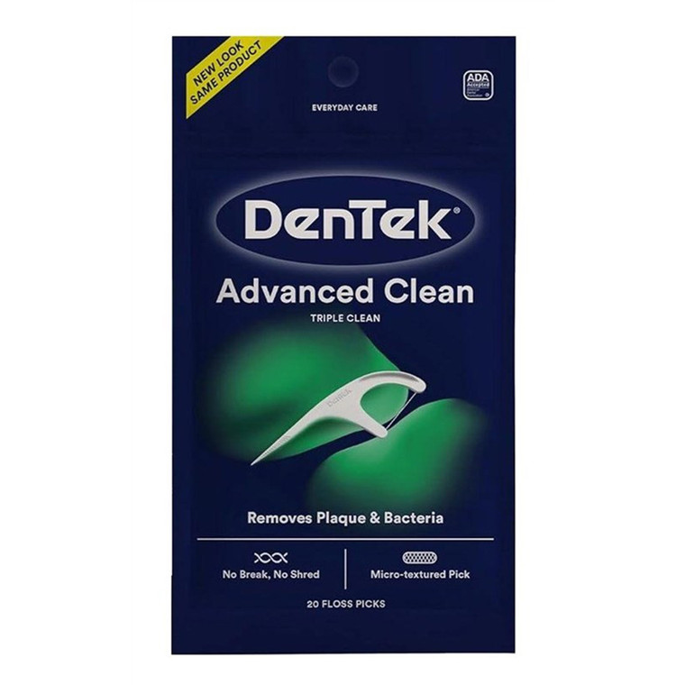 DenTek Advanced Triple Clean Floss Picks Removes Plaque and Bacteria 20Ea