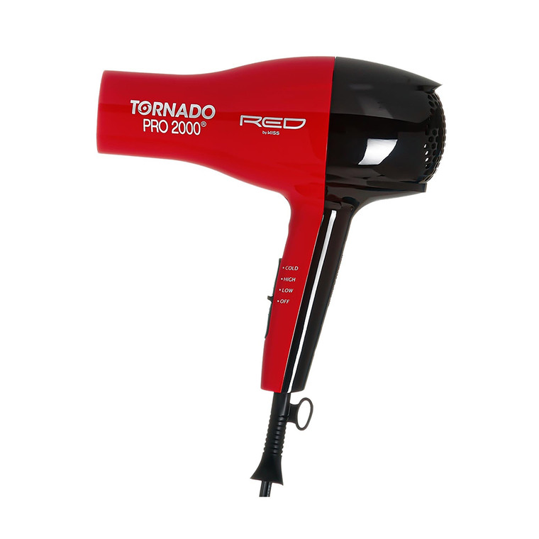 Kiss Red Tornado Pro 2000 Hair Dryer 3 Attachments, 1 Ea