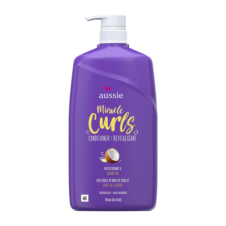 Aussie Miracle Curls Conditioner with Coconut Oil Paraben Free, 26.2 Oz