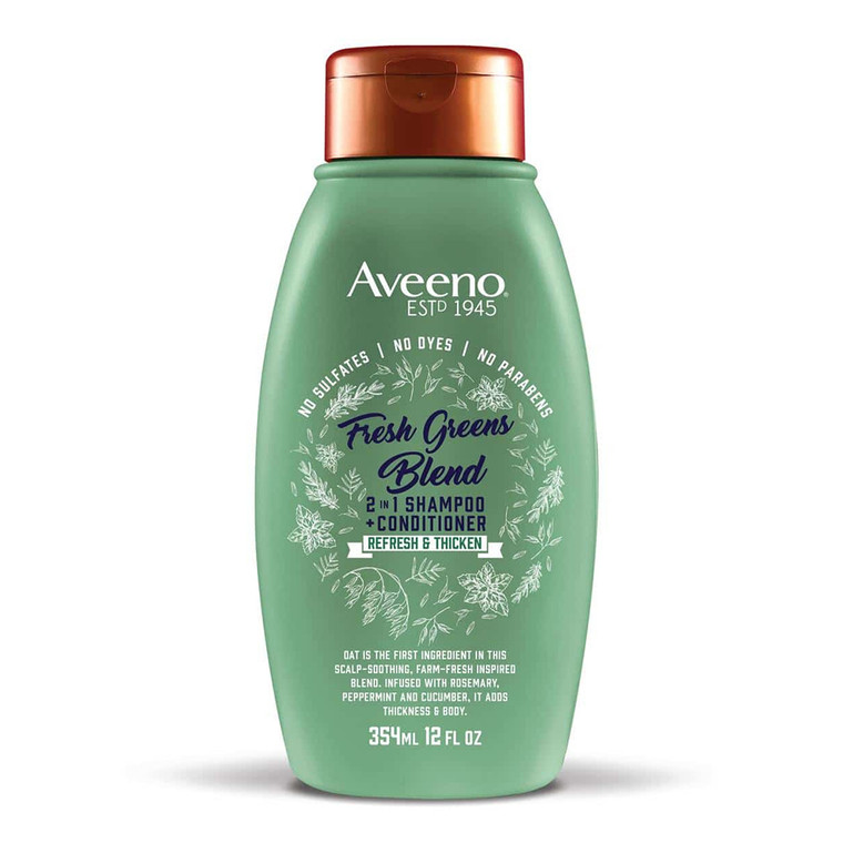 Aveeno Shampoo And Conditioner Fresh Greens Blend 2 In 1, 12 Oz