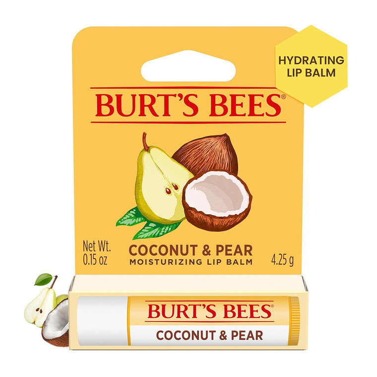 Burts Bees Natural Moisturizing Lip Balm with Beeswax Coconut and Pear Parabens Free 0.15Oz (4.25g)