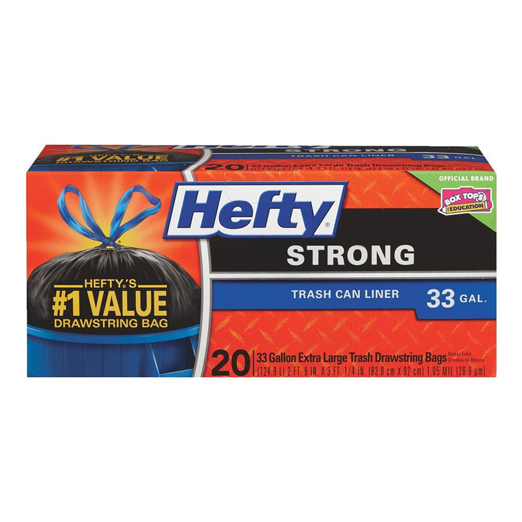 Hefty Strong Extra Large Trash Bags, 33 Gallon, 20 Ct