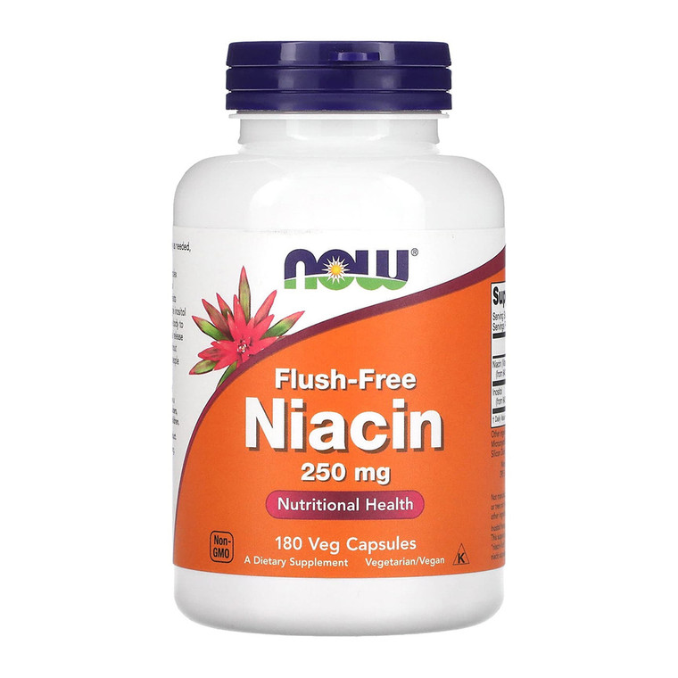 Now Supplements Niacin 250Mg Vitamin B-3 Flush Free, Nutritional Health, 180 Veg Capsules, 1 Ea