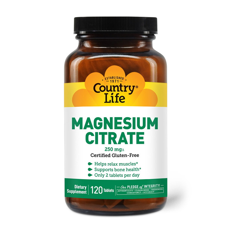 Country Life Magnesium Citrate 250 Mg Tablets, 120 Ea