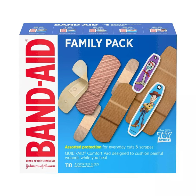 Band Aid Adhesive Bandages Family Assorted Pack Covers and Protects Minor Cuts and Scrapes 110Ea