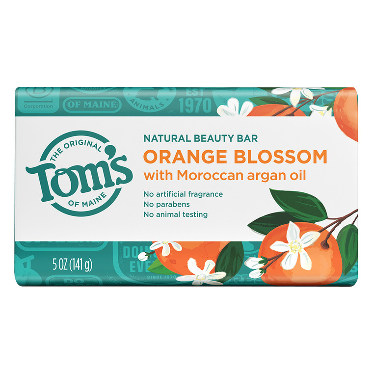 Toms of Maine Natural Bar Soap, Orange Blossom with Moroccan Argan Oil, 5 Oz