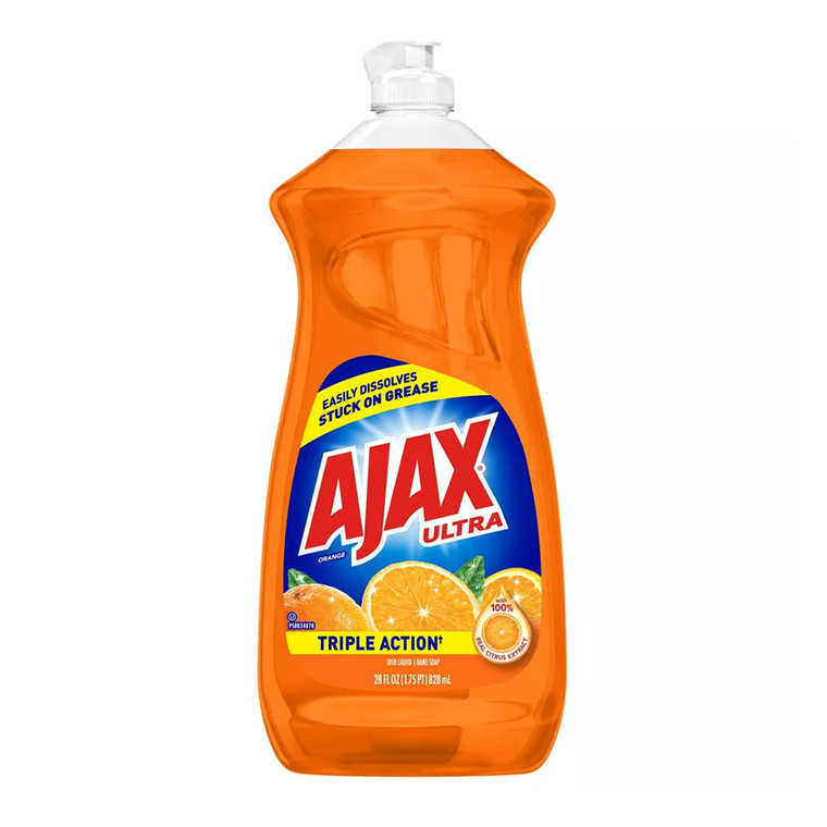 Ajax Ultra Triple Action Liquid Dish Soap, Orange, 28 Oz