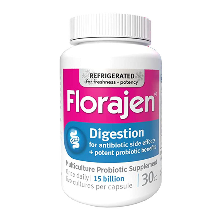 Florajen3 Probiotic Digestion, Unique Multiculture Formula Capsules, 30 Ea