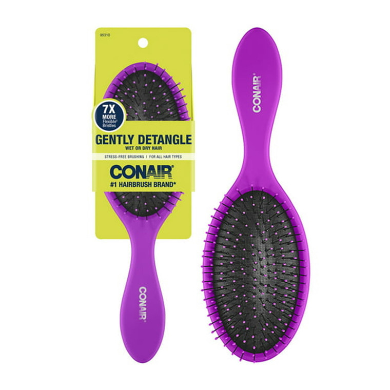 Conair Gentle Detangling Cushion Hairbrush for Wet or Dry Hair, Colors Vary, 1 Ea