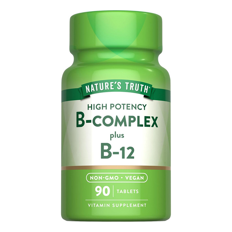 Natures Truth Vitamin B Complex with B12 Supplement Tablets Support Energy Metabolism 90Ea