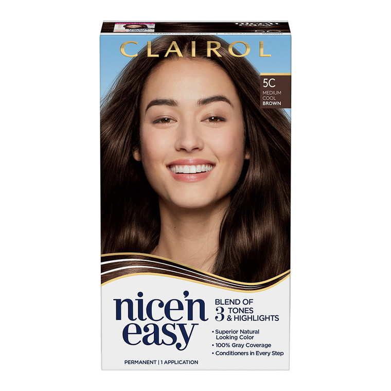 Clairol Nice n Easy Permanent Hair Color, 5C Medium Cool Brown, 1 Kit