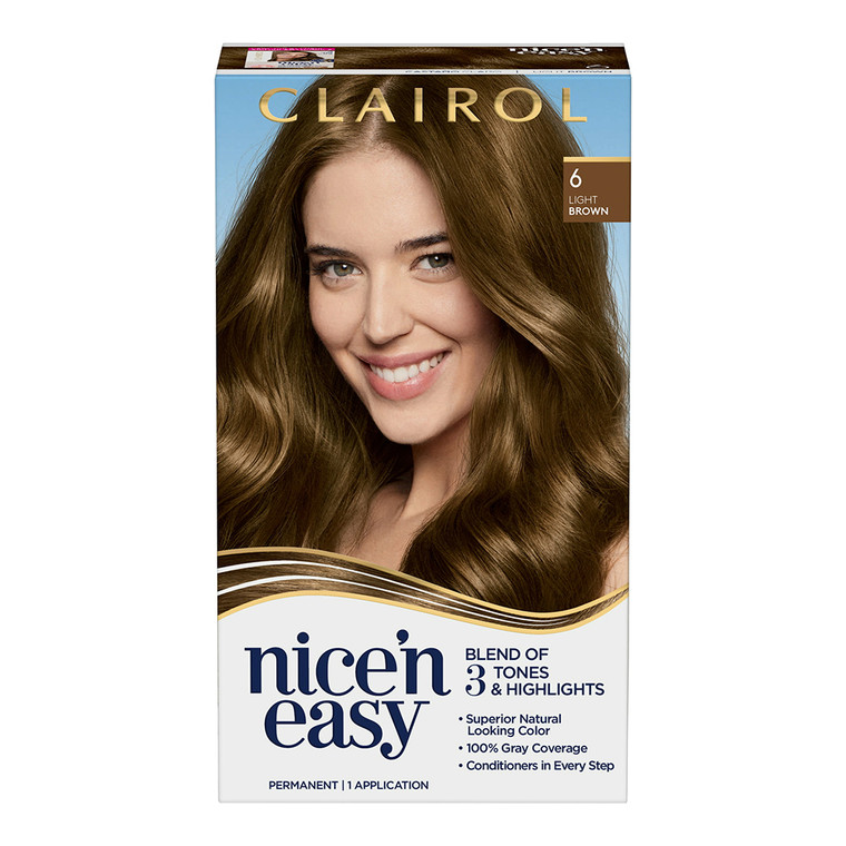 Clairol Nice n Easy Permanent Hair Color Creme, 6 Light Brown 1 Application, 1 Ea