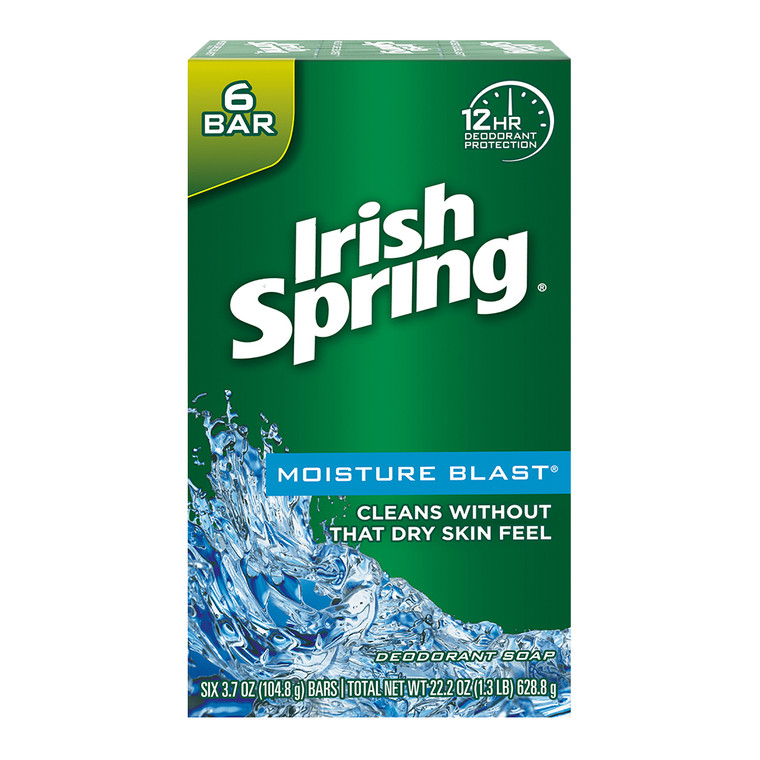 Irish Spring Moisture Blast Moisturizing Bar Soap, 6 Count, 3.7 OZ