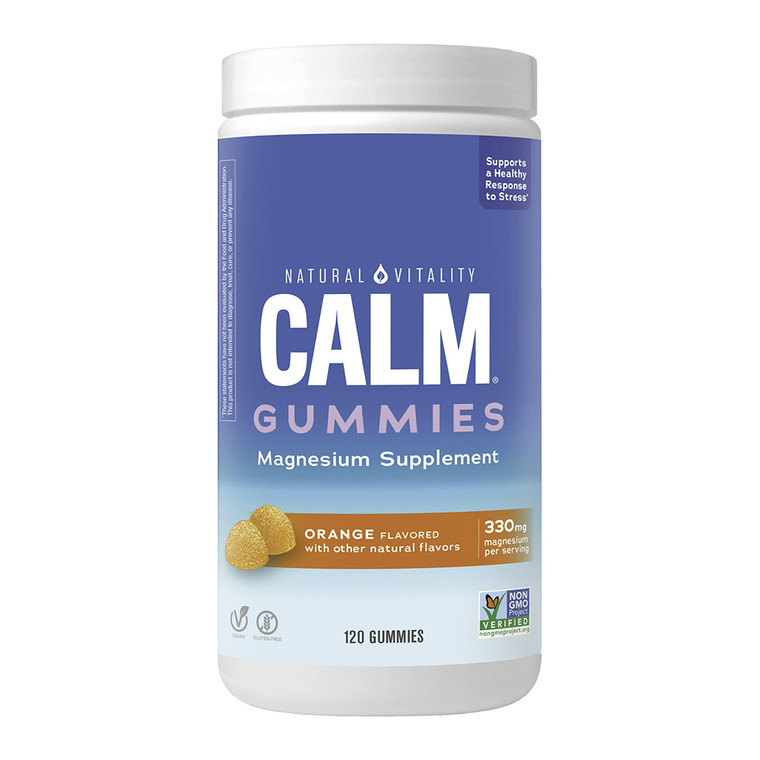 Natural Vitality Calm Orange Flavored Gummies Magnesium Supplement, 120 Ct