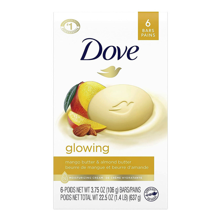 Dove Soap Bars Glowing Mango Butter And Almond Butter, 3.17 Oz