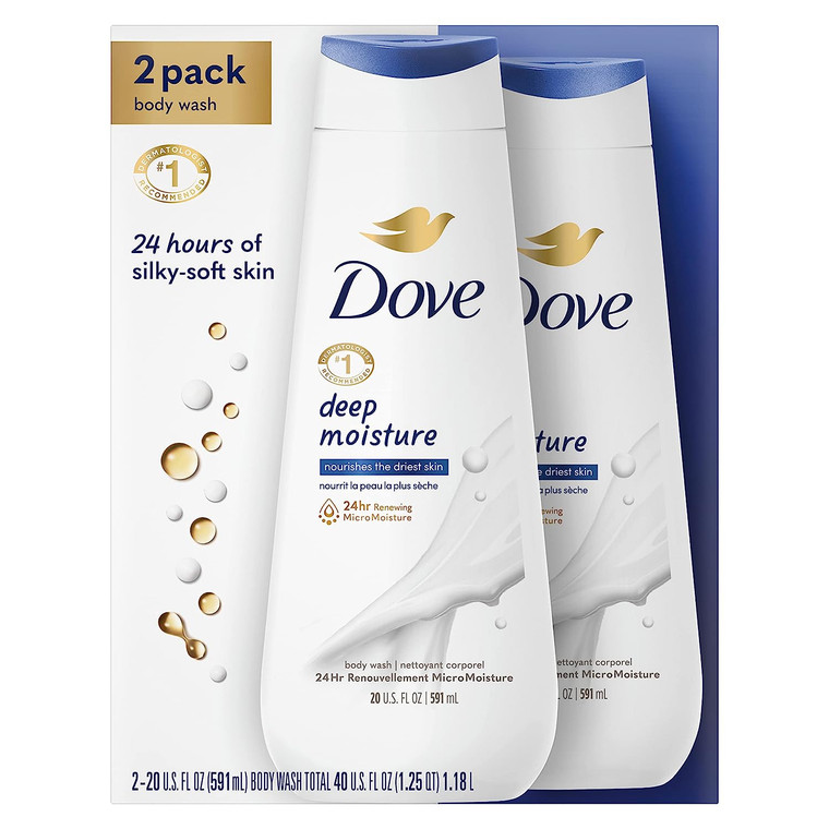 Dove Deep Moisture Nourishing Liquid Body Wash, Twin Pack, 20 Oz