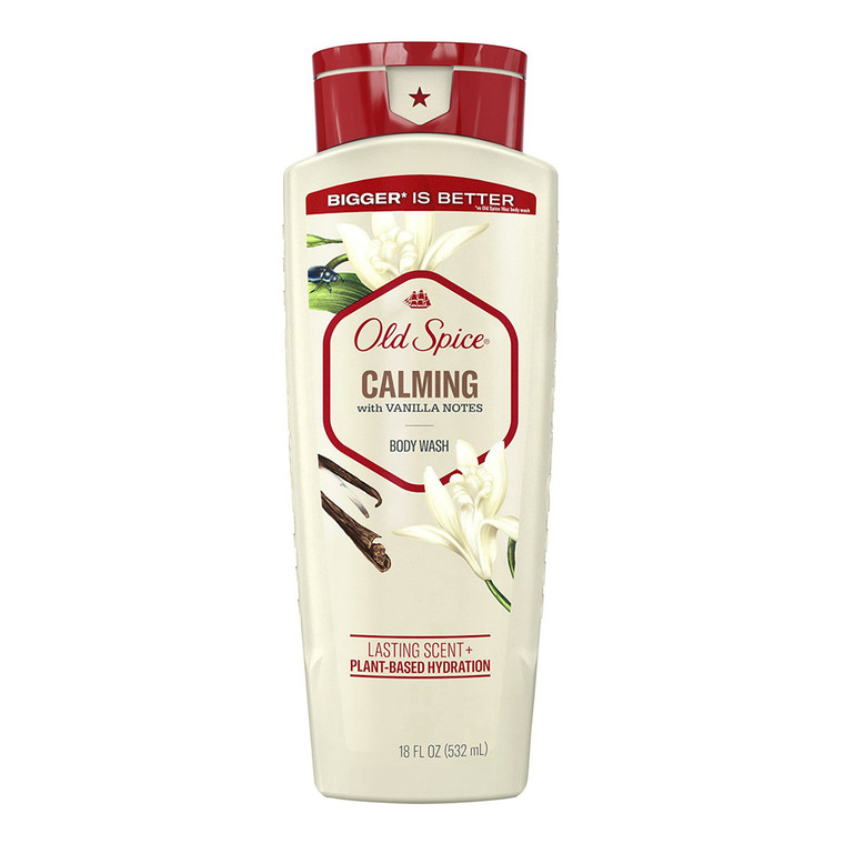 Old Spice Mens Body Wash Calming with Vanilla Notes, 18 Oz