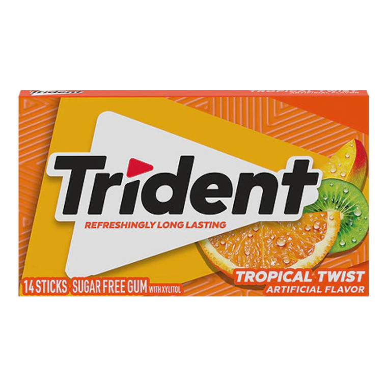 Trident Tropical Twist Sugar Free Gum, 14 Ct