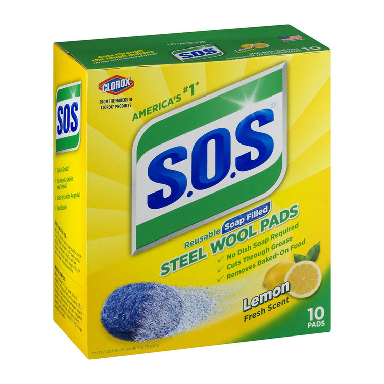 S.O.S Steel Wool Soap Pads, Lemon Fresh, 10 ct