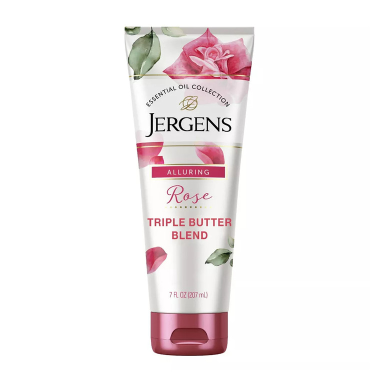 Jergens Hand and Body Lotion, Rose Body Butter Lotion with Camellia Essential Oil, 7 Oz