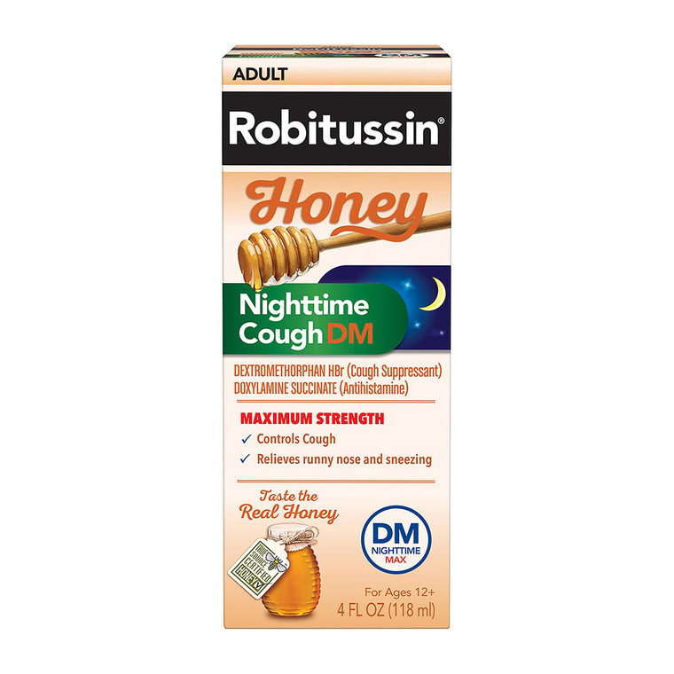 Robitussin Maximum Strength Nighttime Cough DM, Cough Medicine for Adults, 4 Oz