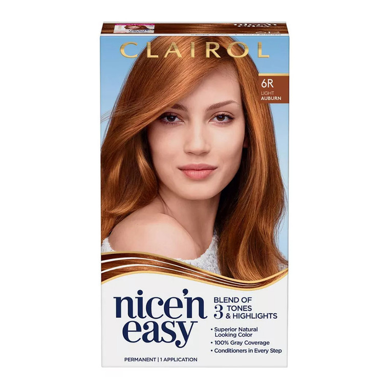 Clairol Nice n Easy Permanent Hair Color Creme 6R Light Auburn, 1 Ea
