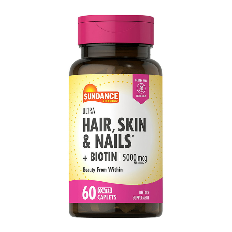 Sundance Vitamins Ultra Hair, Skin And Nails with Biotin Tablets, 3000 mcg, 60 Ct