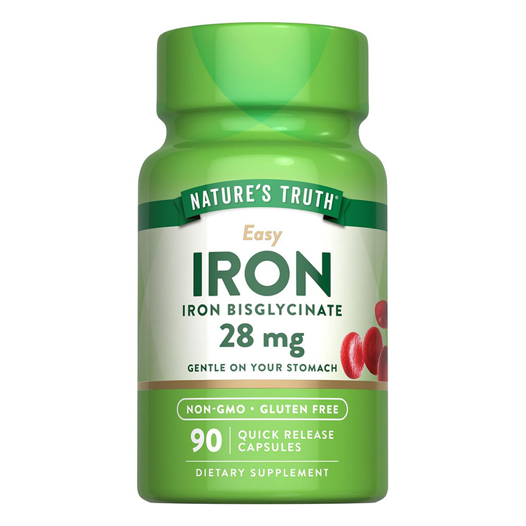 Natures Truth Easy Iron 28mg Supplement Capsules Support Red Blood Cell Production 90Ea