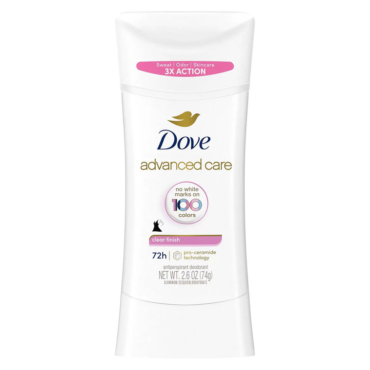Dove Beauty Advanced Care Invisible Clear Finish Antiperspirant and Deodorant Stick No White Marks 2.6Oz (74g)