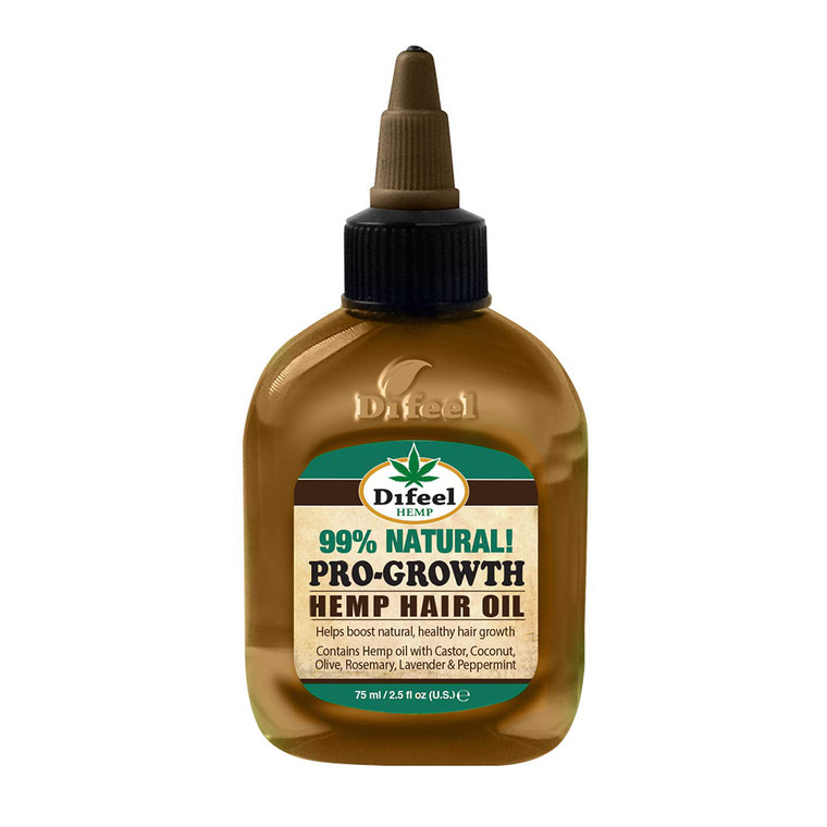 Difeel Hemp 99% Natural Hemp Hair Oil Pro Growth, 2.5 Oz