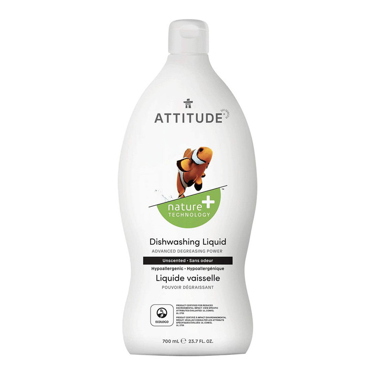 Attitude Liquid Dish Detergent, Unscented, 23.7 Oz