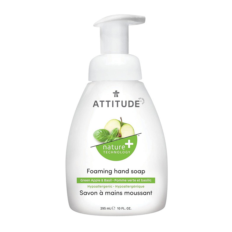 Attitude Hypoallergenic Foaming Hand Soap, Green Apple And Basil, 10 Oz