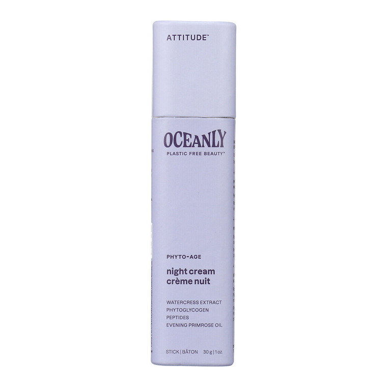 Attitude Oceanly Night Cream, Face Moisturizing Phyto Age Unscented, 1 Oz