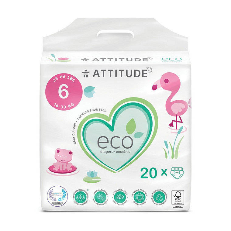 Attitude Non Toxic Baby Diapers, Size 6, 20 Ct