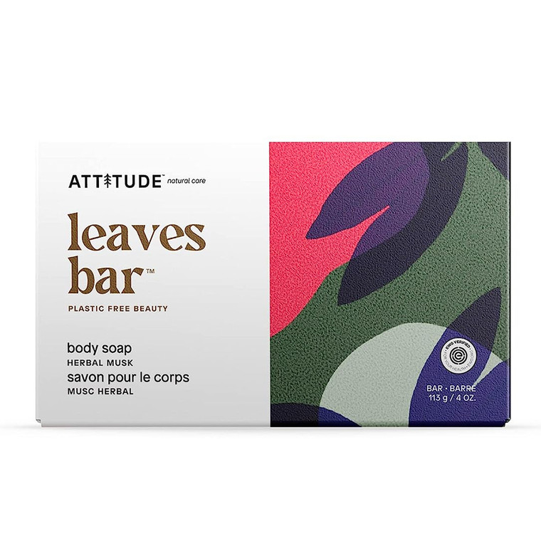 Attitude Bath and Shower Body Soap Bar, Herbal Musk, 4 Oz