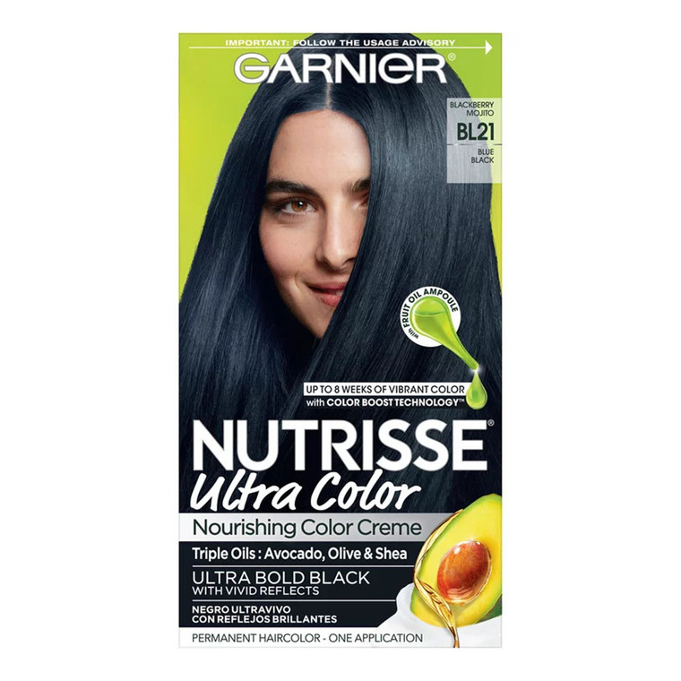 Garnier Nutrisse Ultra Color Nourishing Color Creme, BL21 Blue Black, 1 Kit