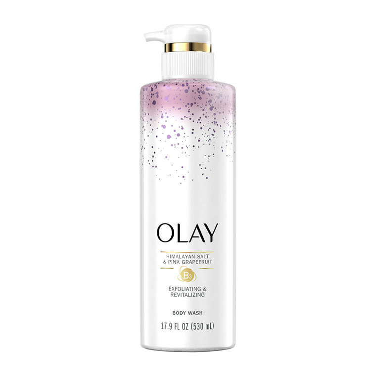 Olay Exfoliating and Revitalizing Body Wash with Himalayan Salt, Pink Grapefruit, and Vitamin B3, 17.9 Oz