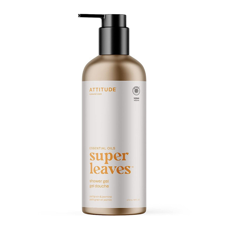 Attitude Super Leaves Shower Gel, Petitgrain and Jasmine, 16 Oz