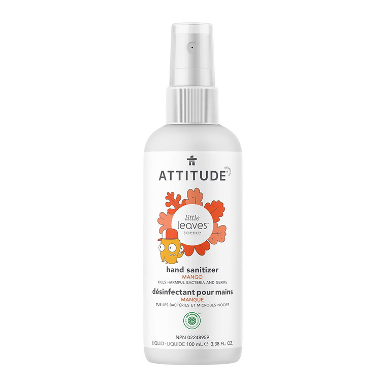 Attitude Super Leaves Hand Sanitizer Spray for Kids, Mango, 3.5 Oz