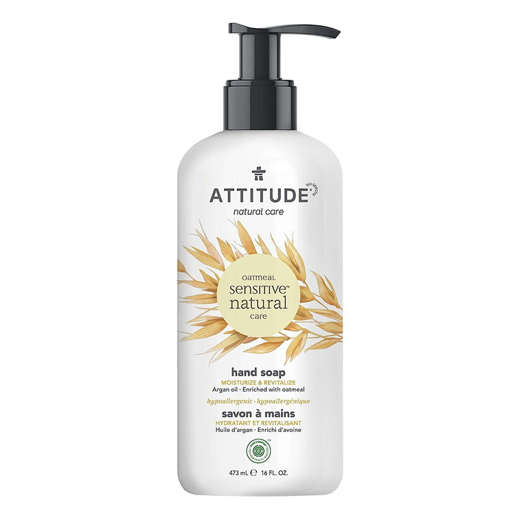 Attitude Super Leaves Moisturizing Hand Soap for Sensitive Skin, Argan Oil, 16 Oz