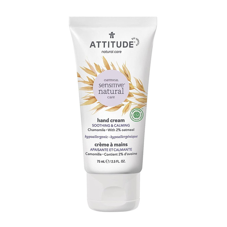 Attitude Soothing Hand Cream for Sensitive Skin, Oat and Chamomile, 2.5 Oz