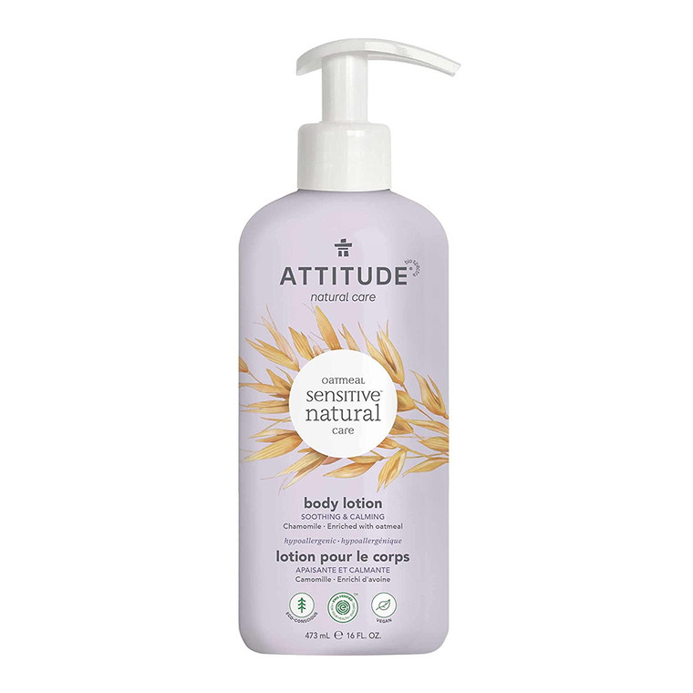 Attitude Soothing Body Lotion for Sensitive Skin, Oat and Chamomile, 16 Oz