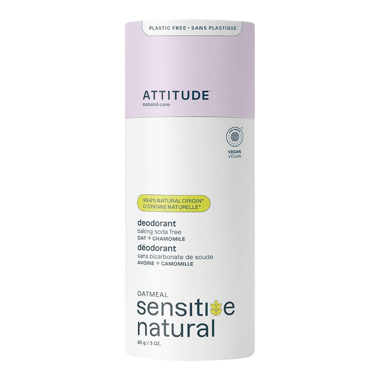 Attitude Baking Soda Free Deodorant Sensitive Skin with Oatmeal and Chamomile Natural Care 3Oz (85g)