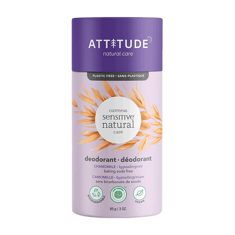 Attitude Baking Soda Free Deodorant for Sensitive Skin, Oatmeal and Chamomile, 3 Oz