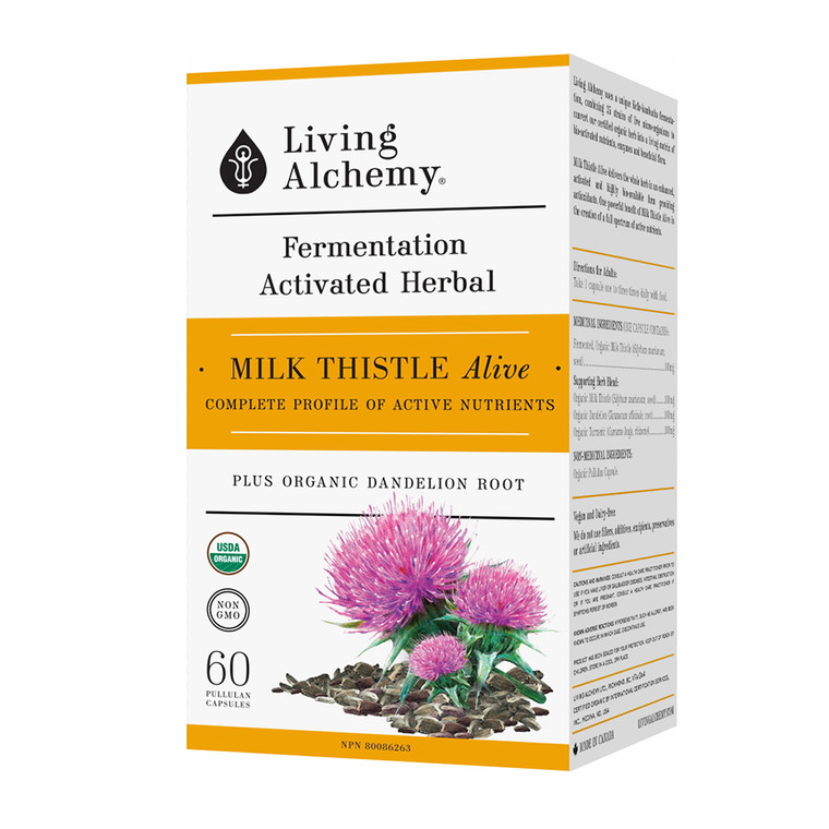 Living Alchemy Fermented Milk Thistle, Normalises Liver Function and Detoxification Capsules, 60 Ct