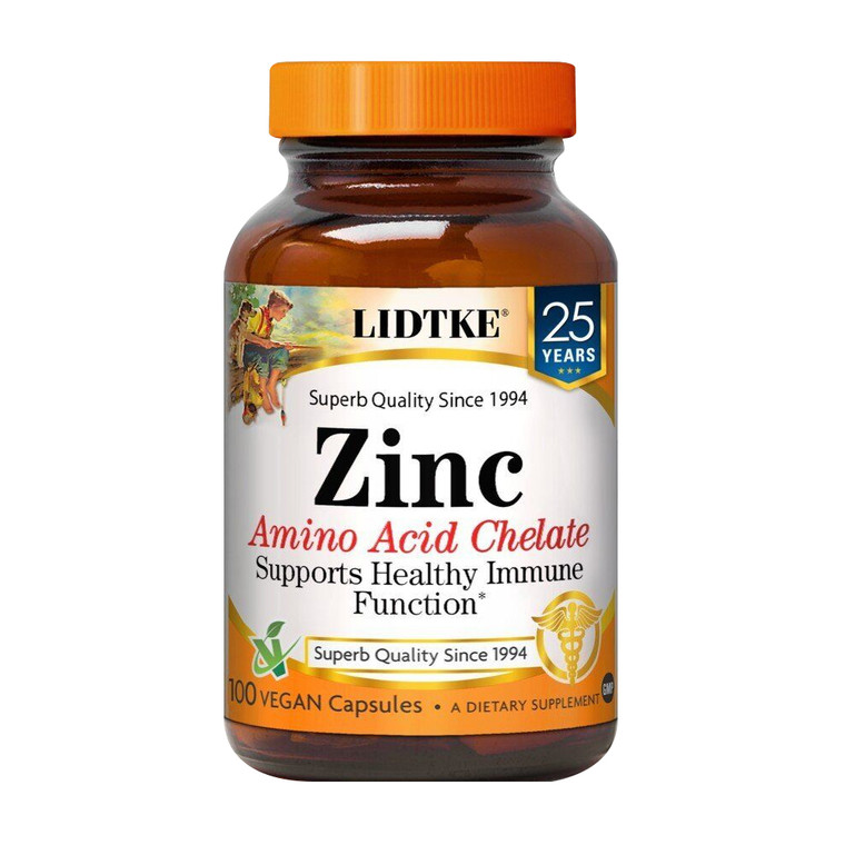 Lidtke Zinc Amino Acid Chelate Dietary Supplement, 100 Ct