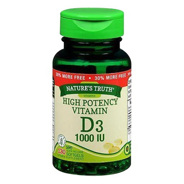 Natures Truth High Potency Vitamin D3 1000 IU Softgels, 130 Ea