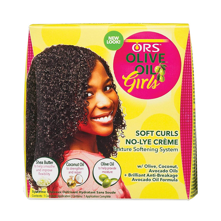 Ors Olive Oil Girls Soft Curls No lye Creme Texture Softening System Kit, 1 Ea