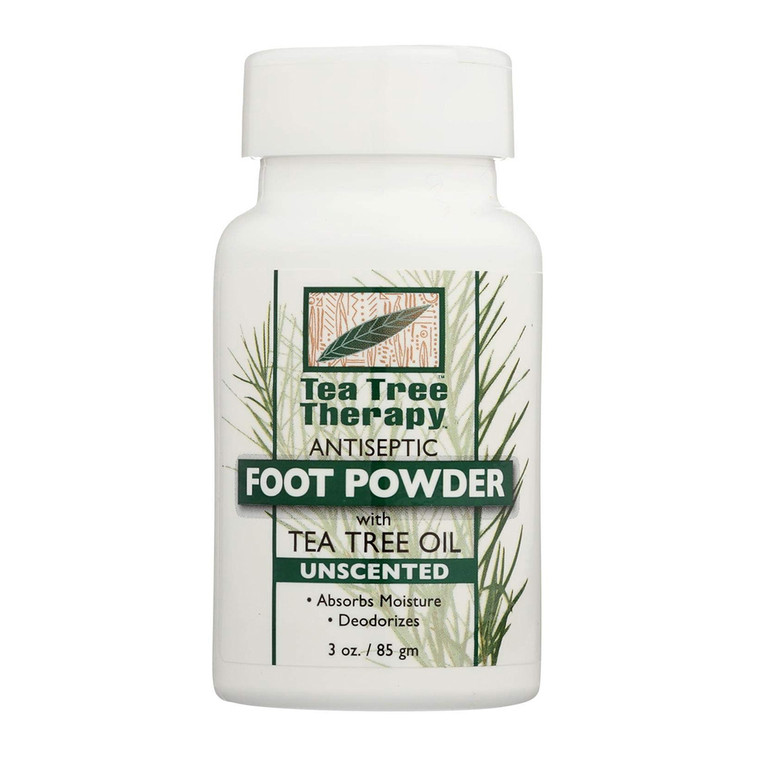 Tea Tree Therapy Antiseptic Foot Powder with Tea Tree Oil And Peppermint, 3 Oz