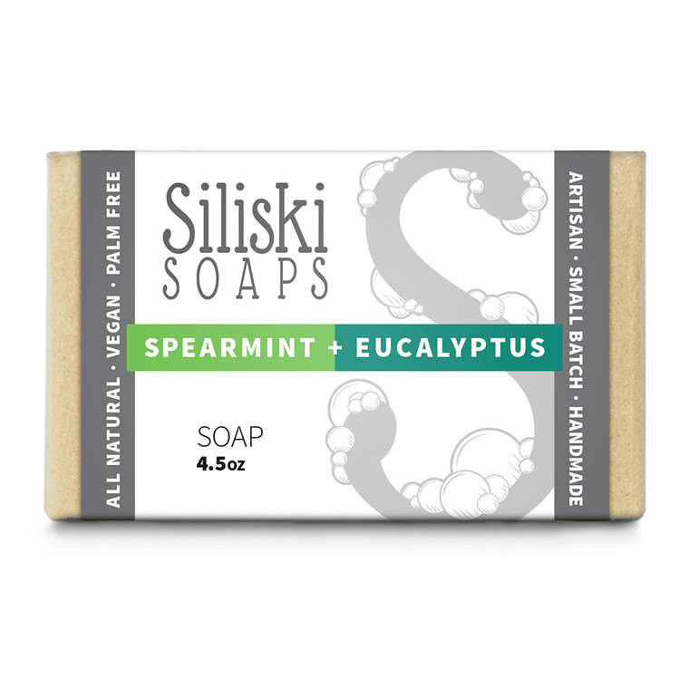 Siliski Soap Simple Skincare Bath Soap, Spearmint And Eucalyptus, 4.5 Oz